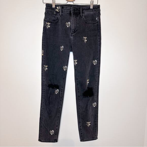 Driftwood Black Embroidered Distressed Jeans - Picture 1 of 5